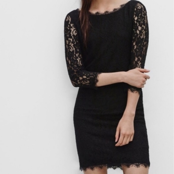 Aritzia Babaton Rafael Dress - Boat Neck, V-Back, Black Lace Dress - Picture 4 of 8